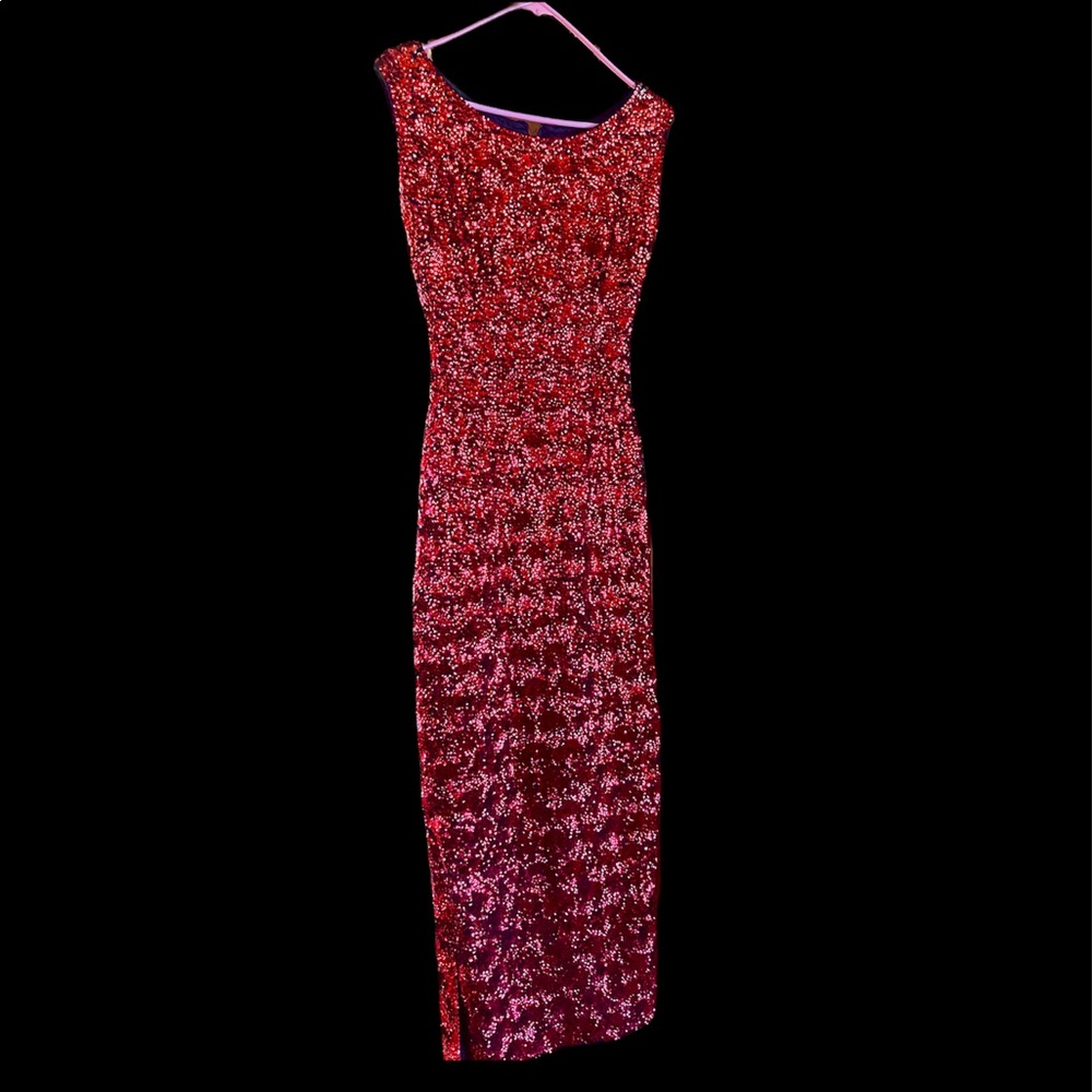 Vintage party dress red sequins 1950s 1960s